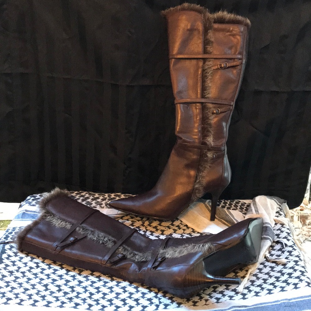 Sacha London Leather Boots w/ Fur